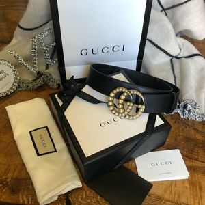 Authentic Gucci Pearl Belt black leather 🖤